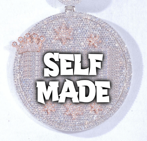 CUSTOM LETTER NECKLACE 3D BIG CROWN DISC