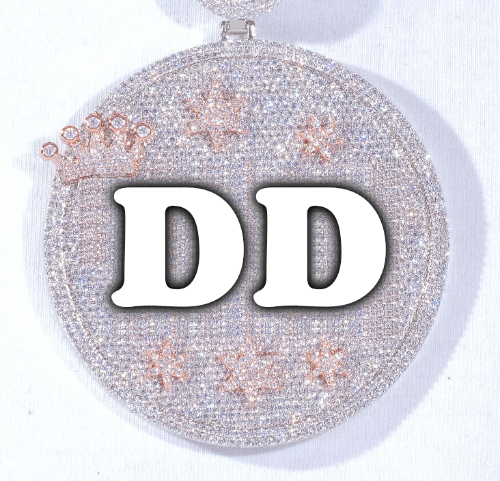 CUSTOM LETTER NECKLACE 3D BIG CROWN DISC