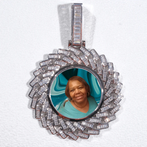 Large 3D Baguette Custom Picture Pendant