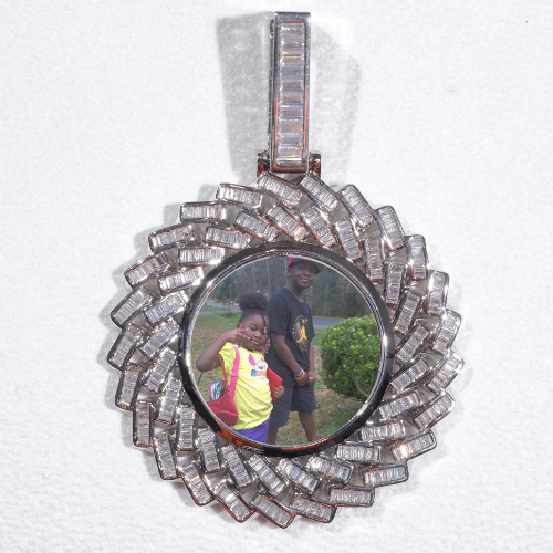 Large 3D Baguette Custom Picture Pendant
