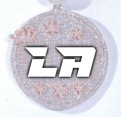 CUSTOM LETTER NECKLACE 3D BIG CROWN DISC