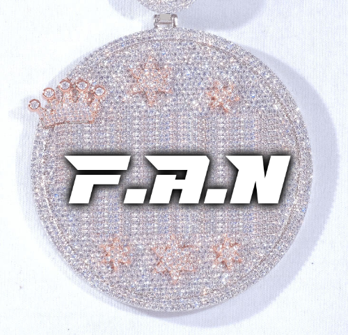 CUSTOM LETTER NECKLACE 3D BIG CROWN DISC