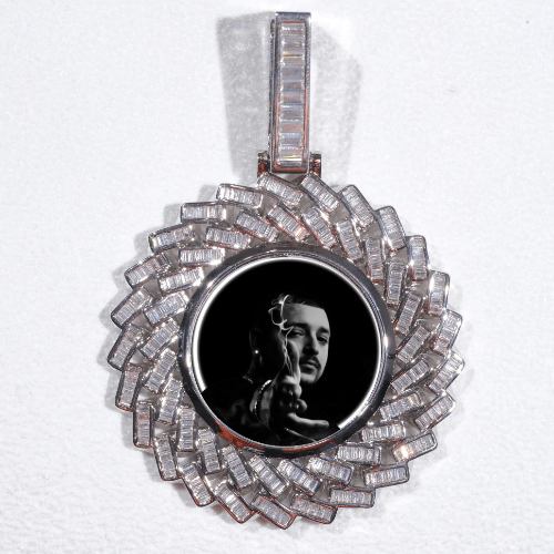 Large 3D Baguette Custom Picture Pendant