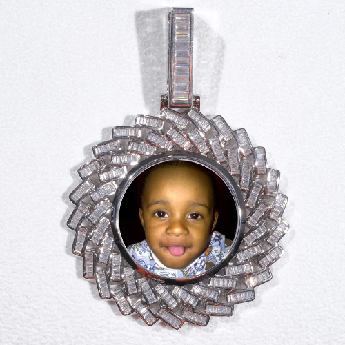 Large 3D Baguette Custom Picture Pendant