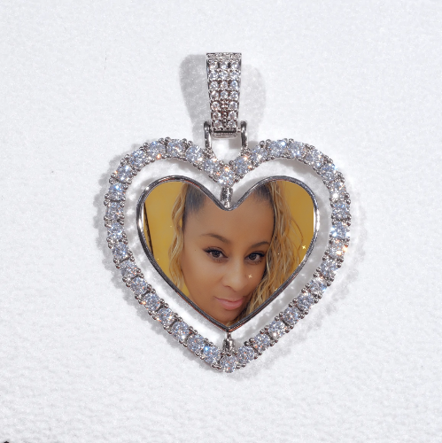 3D Spinning 2-Faced Heart Custom Picture Pendant