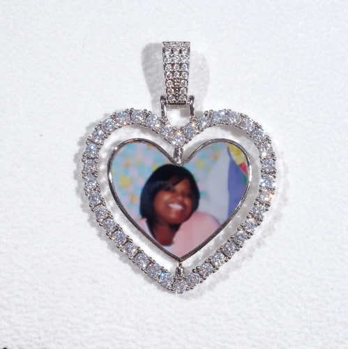3D Spinning 2-Faced Heart Custom Picture Pendant