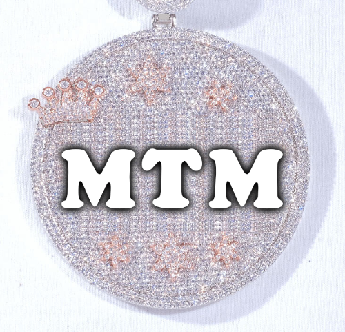 CUSTOM LETTER NECKLACE 3D BIG CROWN DISC