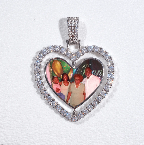 3D Spinning 2-Faced Heart Custom Picture Pendant