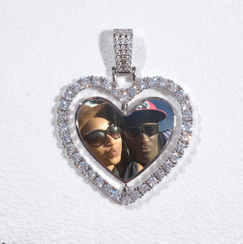 3D Spinning 2-Faced Heart Custom Picture Pendant