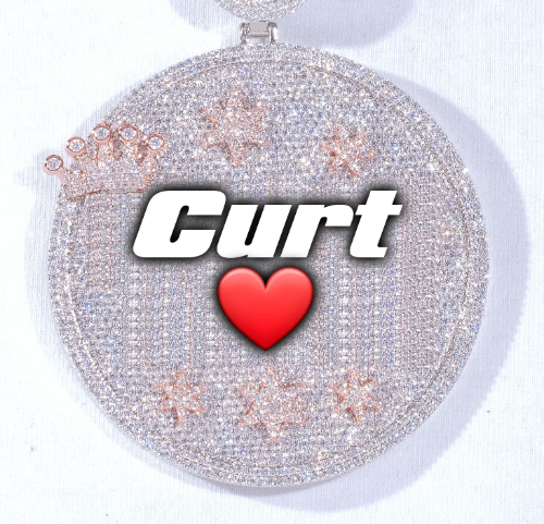CUSTOM LETTER NECKLACE 3D BIG CROWN DISC