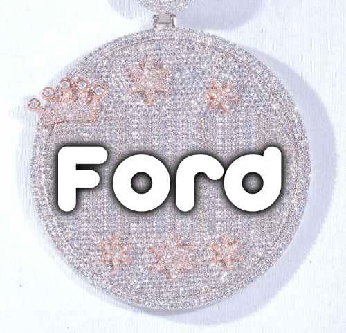 CUSTOM LETTER NECKLACE 3D BIG CROWN DISC