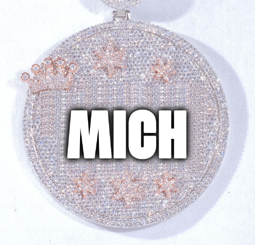 CUSTOM LETTER NECKLACE 3D BIG CROWN DISC