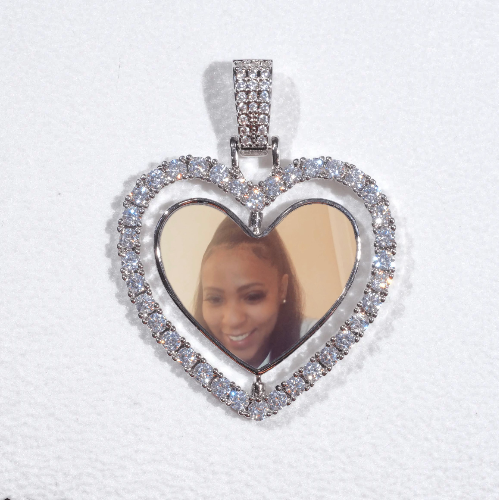 3D Spinning 2-Faced Heart Custom Picture Pendant