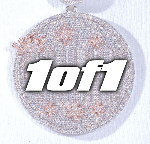 CUSTOM LETTER NECKLACE 3D BIG CROWN DISC
