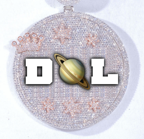 CUSTOM LETTER NECKLACE 3D BIG CROWN DISC