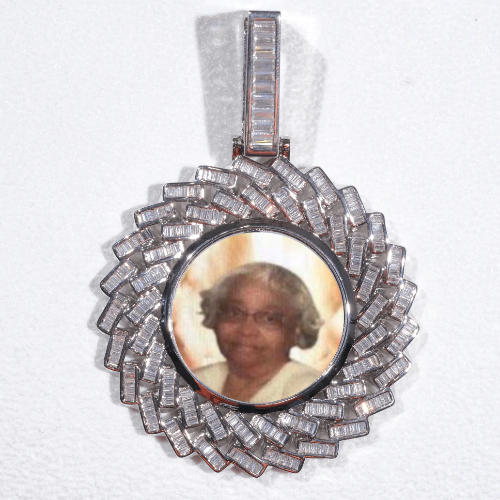 Large 3D Baguette Custom Picture Pendant