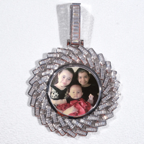 Large 3D Baguette Custom Picture Pendant