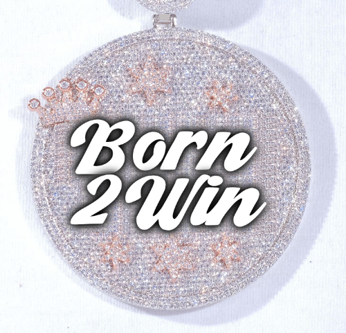 CUSTOM LETTER NECKLACE 3D BIG CROWN DISC