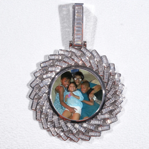 Large 3D Baguette Custom Picture Pendant
