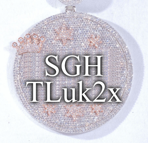 CUSTOM LETTER NECKLACE 3D BIG CROWN DISC