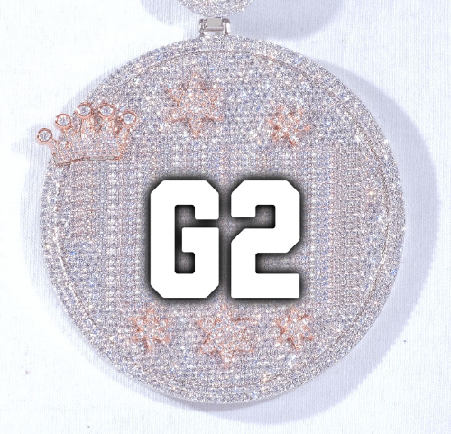 CUSTOM LETTER NECKLACE 3D BIG CROWN DISC