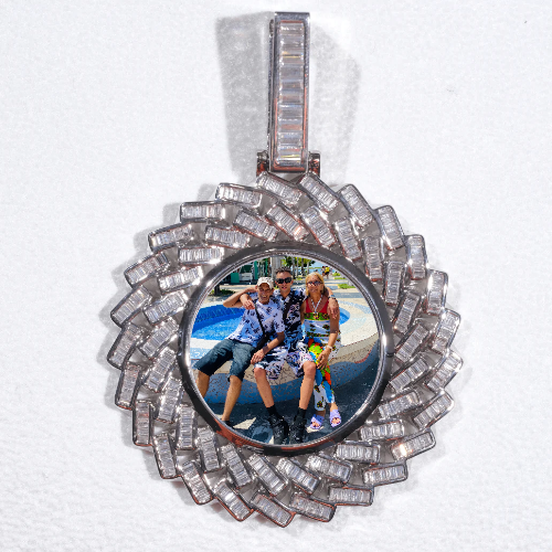 Large 3D Baguette Custom Picture Pendant