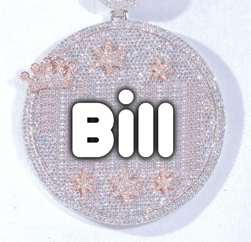 CUSTOM LETTER NECKLACE 3D BIG CROWN DISC
