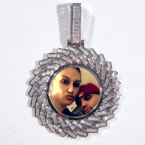 Large 3D Baguette Custom Picture Pendant