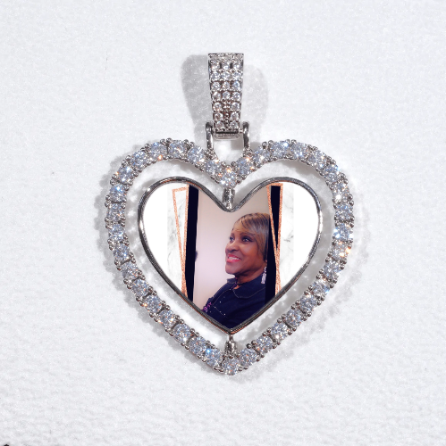 3D Spinning 2-Faced Heart Custom Picture Pendant