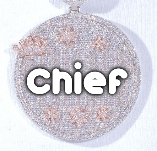 CUSTOM LETTER NECKLACE 3D BIG CROWN DISC