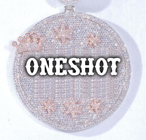 CUSTOM LETTER NECKLACE 3D BIG CROWN DISC