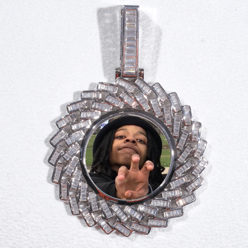 Large 3D Baguette Custom Picture Pendant