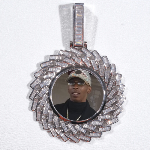 Large 3D Baguette Custom Picture Pendant