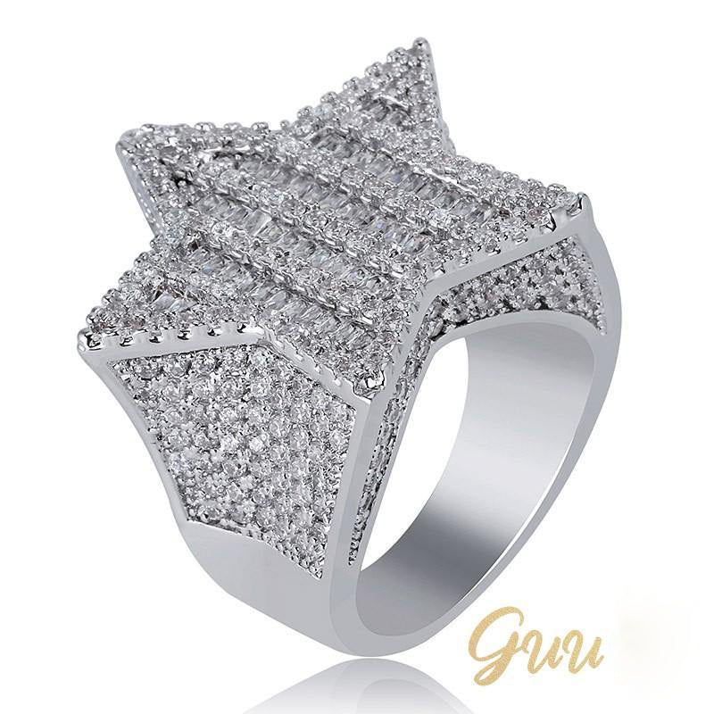18K Gold-Plated Micro-inlay AAA CZ Pentagram Ring - The GUU Shop