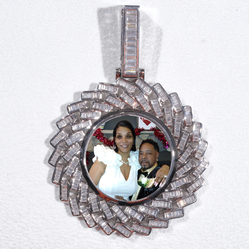 Large 3D Baguette Custom Picture Pendant