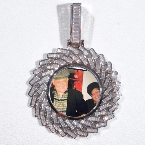 Large 3D Baguette Custom Picture Pendant