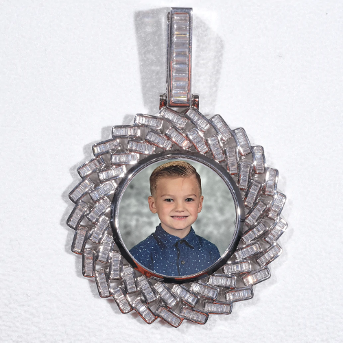 Large 3D Baguette Custom Picture Pendant