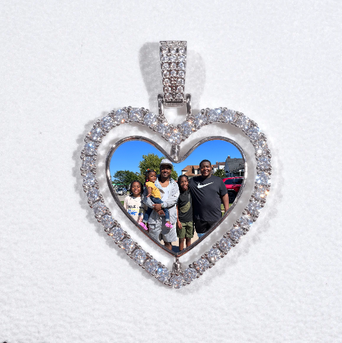3D Spinning 2-Faced Heart Custom Picture Pendant