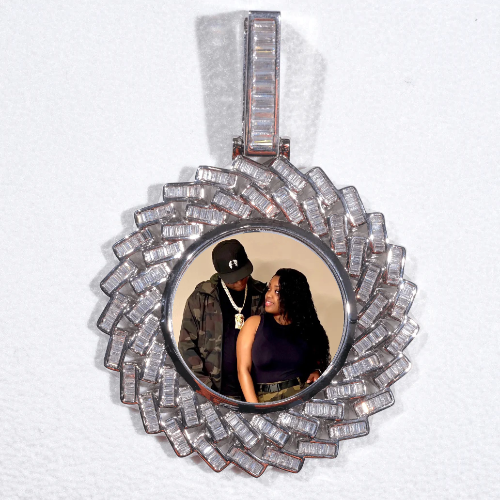 Large 3D Baguette Custom Picture Pendant