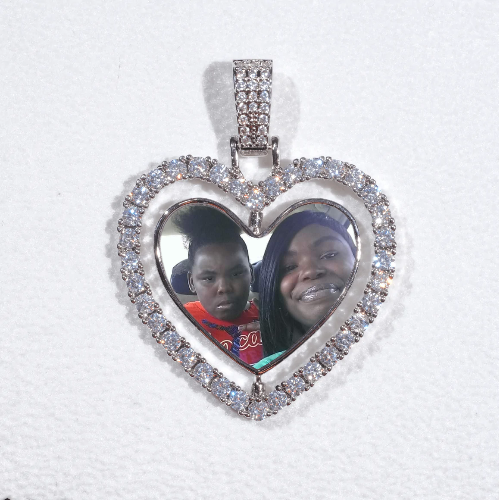 3D Spinning 2-Faced Heart Custom Picture Pendant