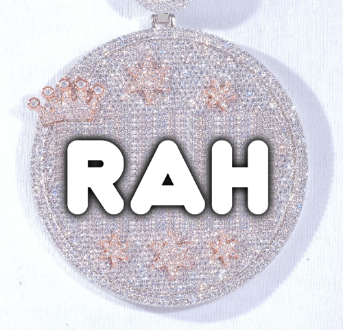 CUSTOM LETTER NECKLACE 3D BIG CROWN DISC