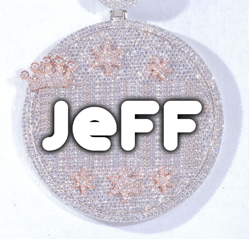 CUSTOM LETTER NECKLACE 3D BIG CROWN DISC