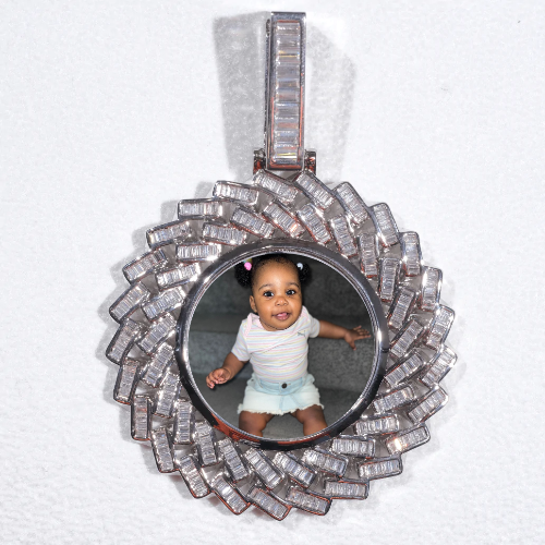 Large 3D Baguette Custom Picture Pendant