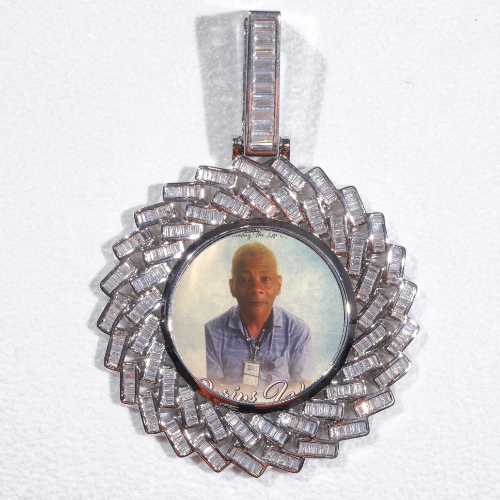Large 3D Baguette Custom Picture Pendant