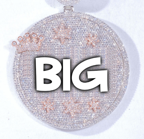 CUSTOM LETTER NECKLACE 3D BIG CROWN DISC