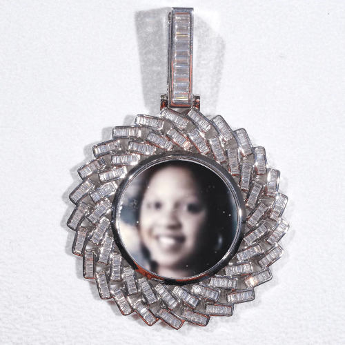 Large 3D Baguette Custom Picture Pendant