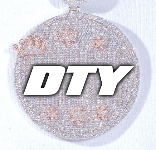 CUSTOM LETTER NECKLACE 3D BIG CROWN DISC