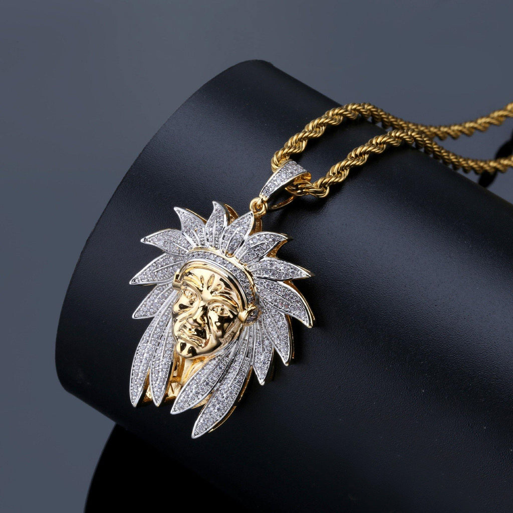 Official Limited  Gold-Plated Two-tone Indian Chief Pendant