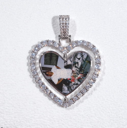 3D Spinning 2-Faced Heart Custom Picture Pendant