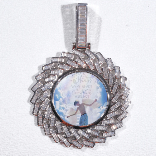 Large 3D Baguette Custom Picture Pendant